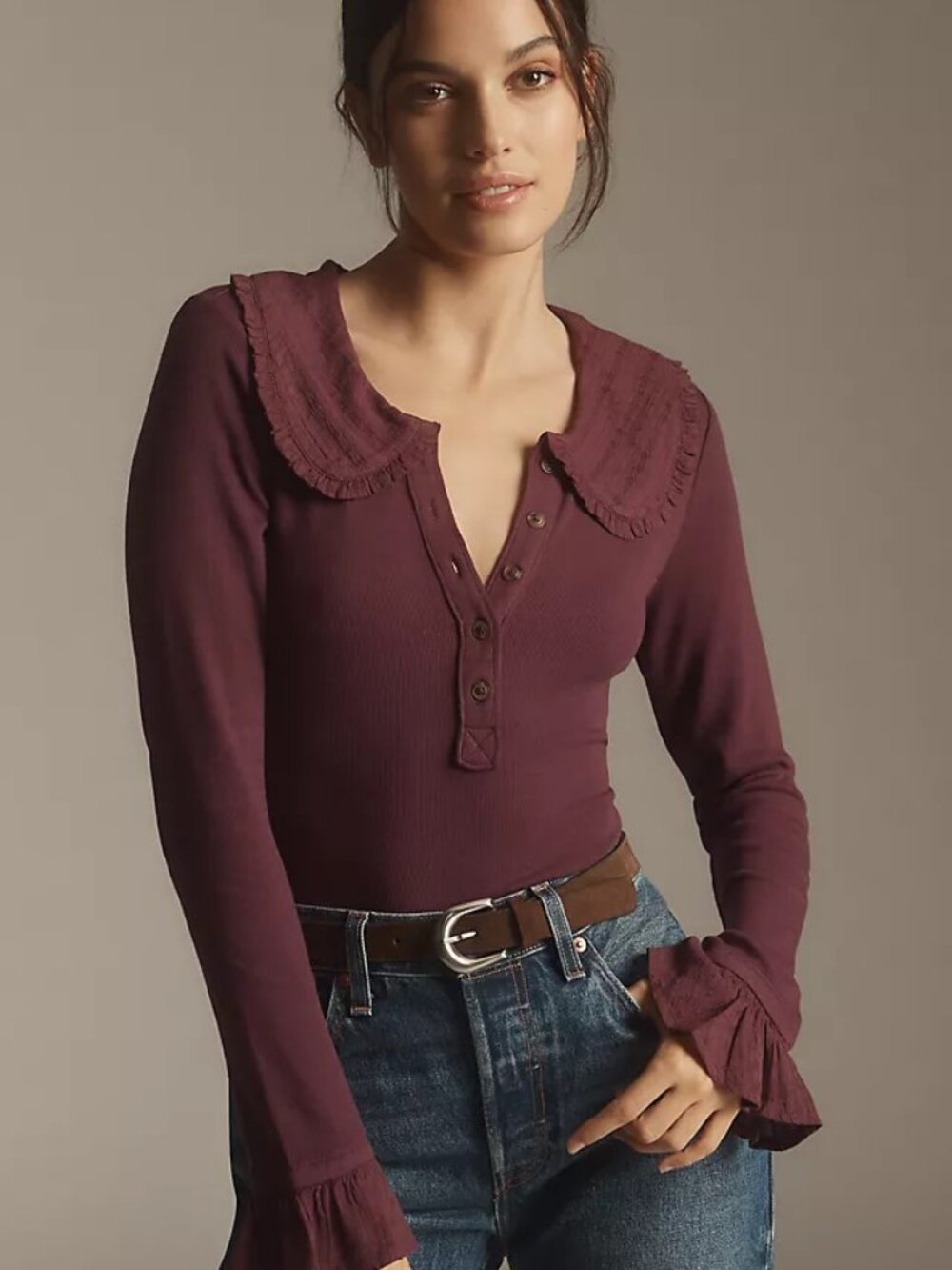 Anthropologie Pilcro Keira Long-Sleeve Blouse M $78 NWT